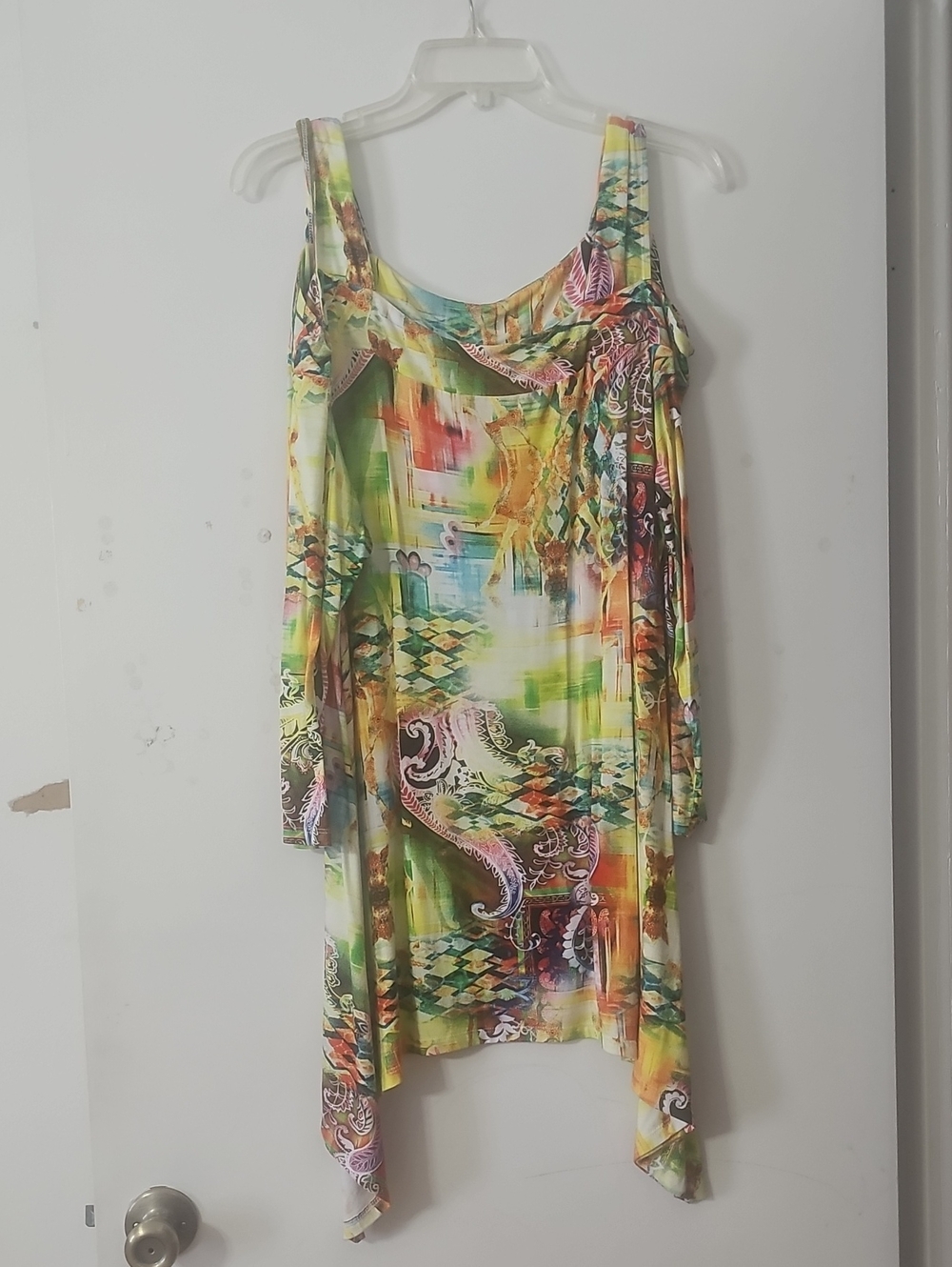 Monroe & Main Multicolor Asymmetrical Cold-Shoulder Top